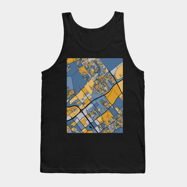 Laval Map Pattern in Blue & Gold Tank Top by PatternMaps